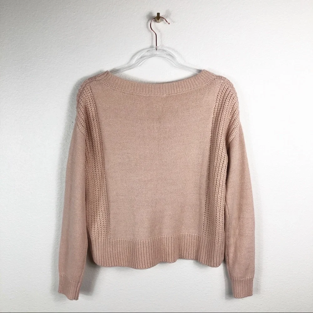 Aeropostale Blush‎ Pink Gold Detail Knit Sweater S